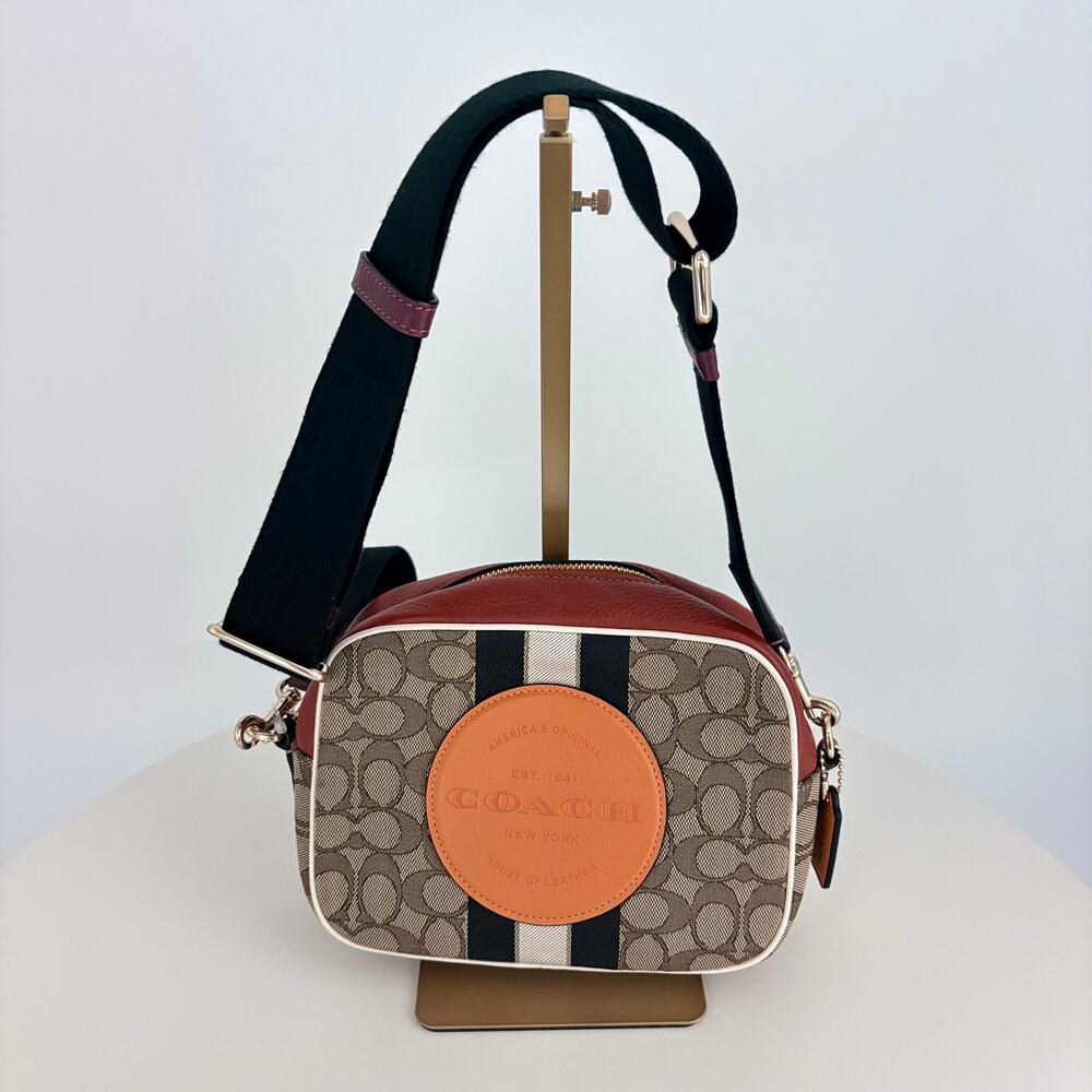 Authenticated COACH Signature 1912 Brown Multi Jacquard Leather Shoulder Bag - Picture 2 of 11